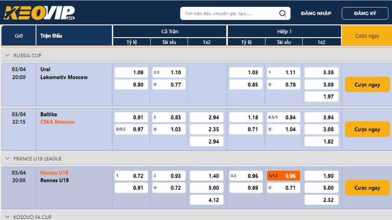 Theo dõi trang web để cập nhật tỷ lệ kèo nhanh chóng